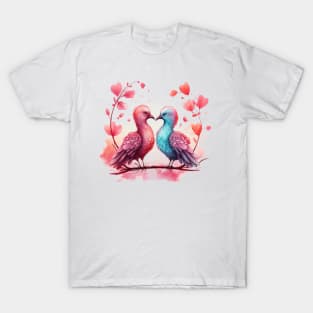 Valentine Kissing Turkey Bird Couple T-Shirt